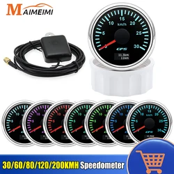 52MM Digital GPS Speedometer Gauge+Antenna 60/80/120/200KMH 7 Color Backlight Universal for 12V 24V Car Boat Marine Motorcycle