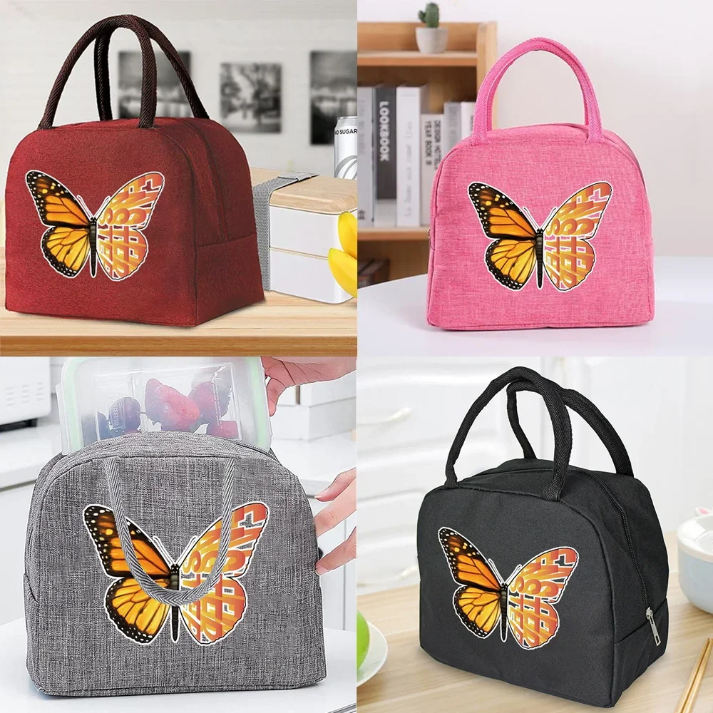 

Lunch Insulated Bag for Kids Meals Thermal Food Picnic Bags Handbags Organizern Butterfly Pattern Unisex Cooler Tote Work Bag