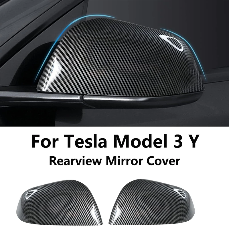 

Rear View Mirror Shell Replacement Cover For Tesla Model Y/3 Highland Carbon Fiber Rearview Mirror Caps Car Exterior Accessories