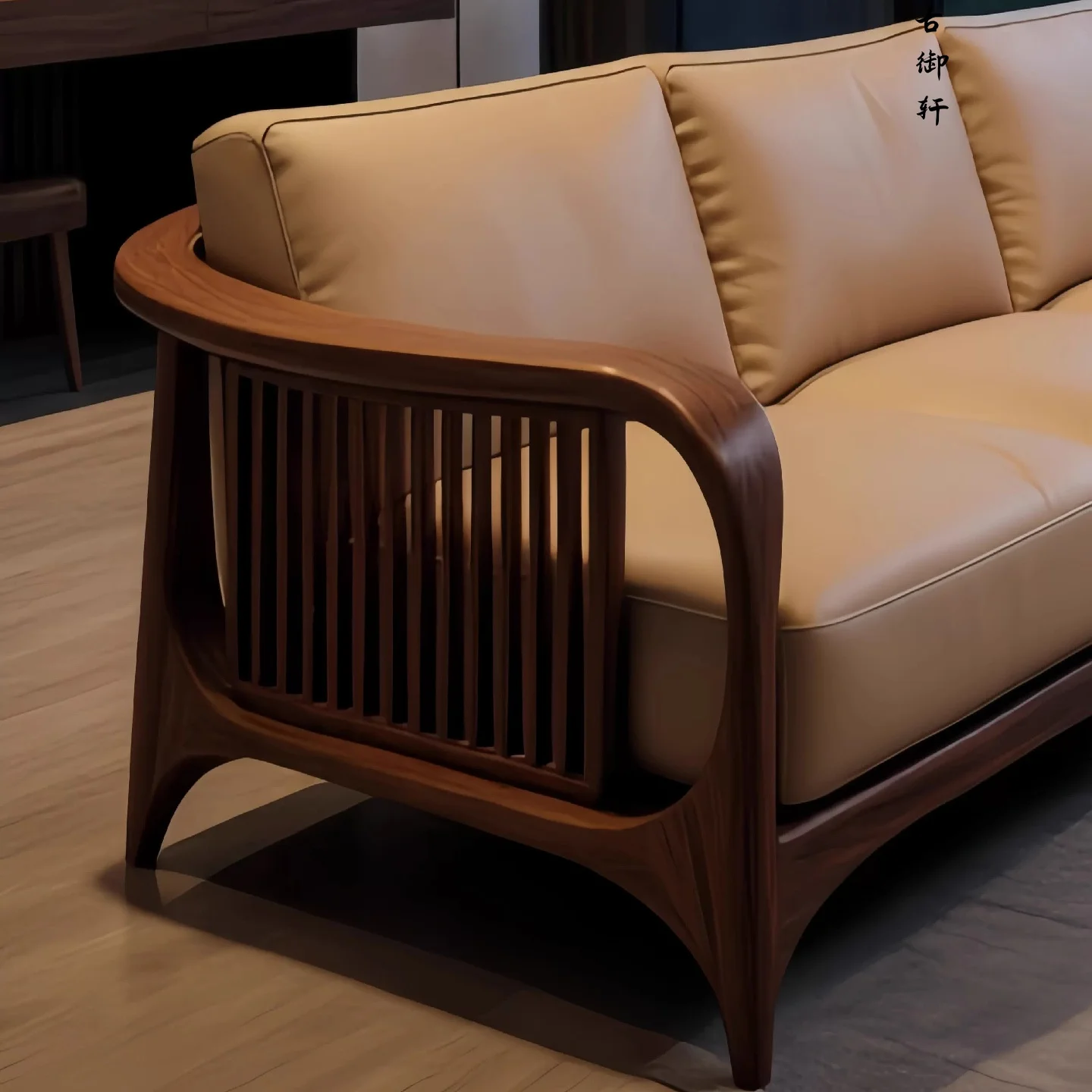 New Chinese-style sofa ash wood furniture modern minimalist Song's aesthetics high-end straight row