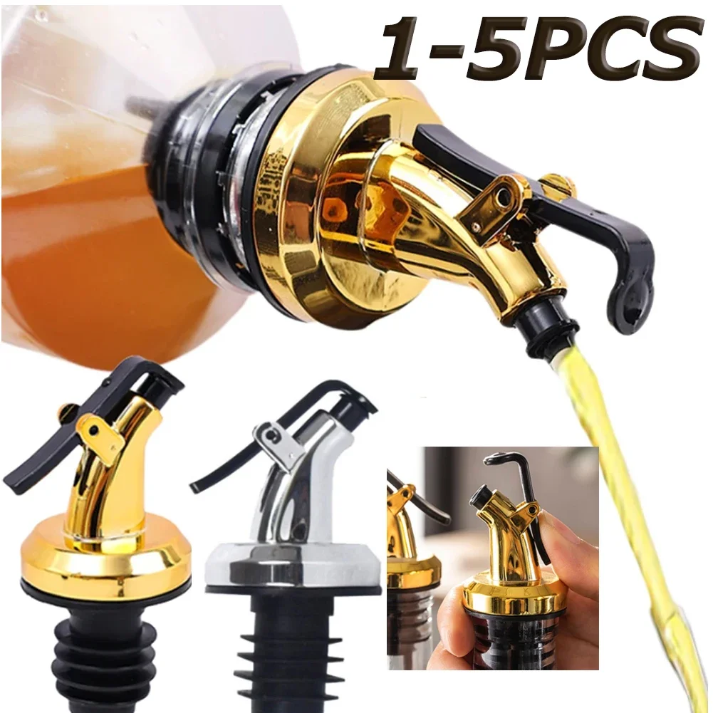 1-5Pcs Wine Bottle Stopper Olive Oil Pourer Dispenser Bar Barware Spout Pourer Leakproof Sauce Plug Nozzle Sprayer Kitchen Tools