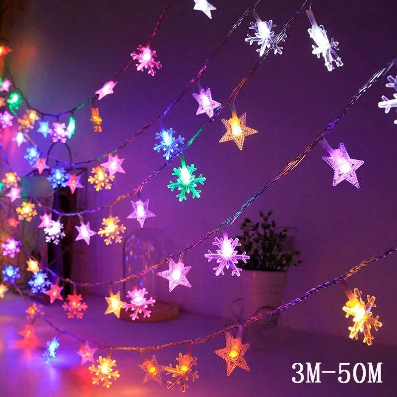 

1,5M/10M/50M Christmas Decoration LED Light String Indoor Outdoor Fairy Holiday Lights Birthday Party 2024 New Year Wreath Decor