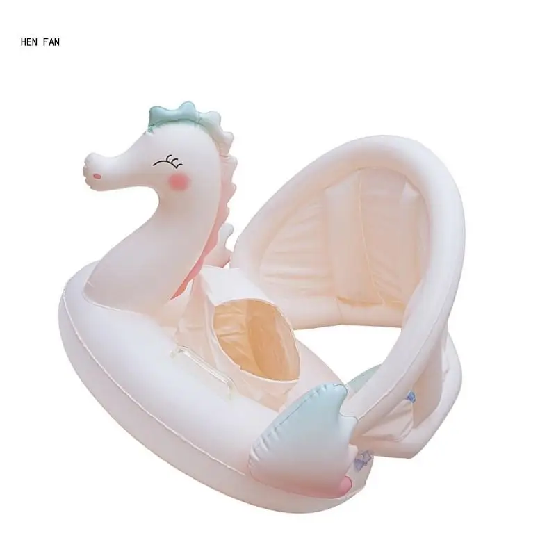 Inflatable Swim Rings Baby Swimming Pool Float Boats with Removable Canopies Pool Toy for Infant Toddler Kids Children M89D