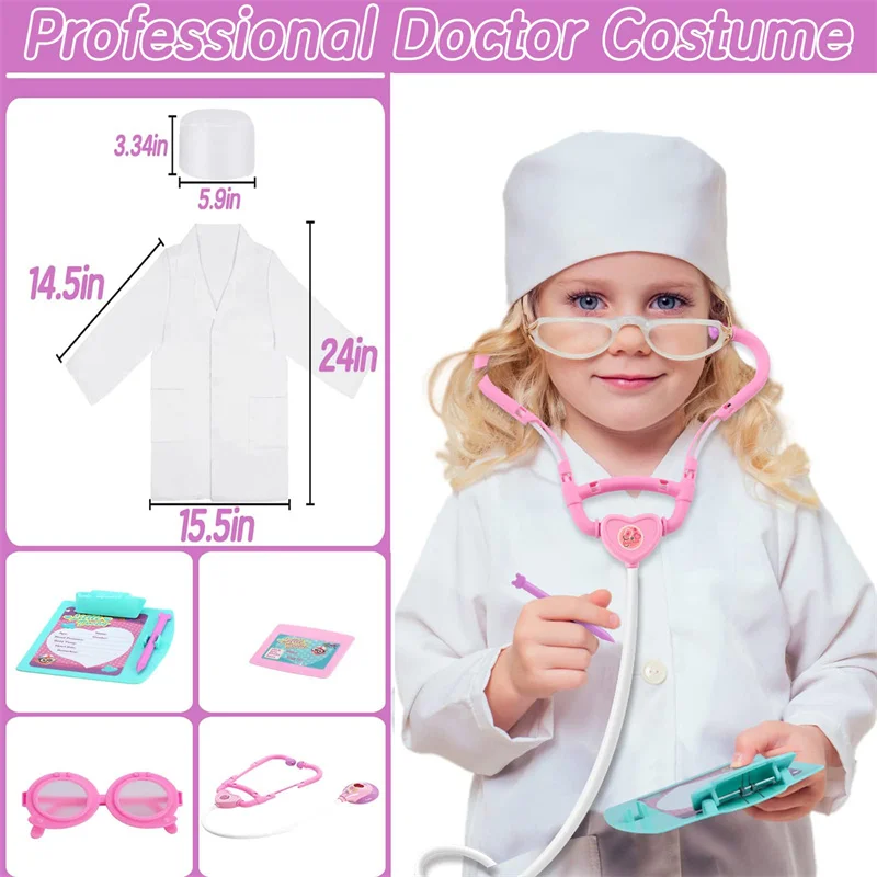 Faire semblant de docteur Kit jouets pour enfants, ensemble de dentiste, costume de fille, kits médicaux, boîte de jeu, ensemble de jeu, cadeaux pour garçon