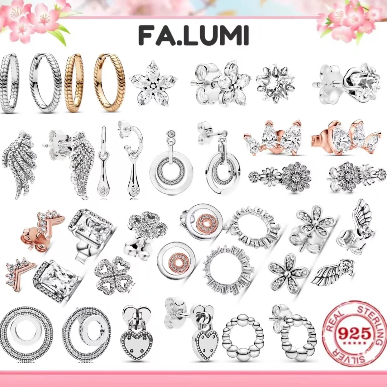 

Серьги из чистого серебра 925% пробы в форме маленьких цветов, круглые и квадратные, подходят для женских помолвок. Изысканный и идеальный ювелирный подарок.