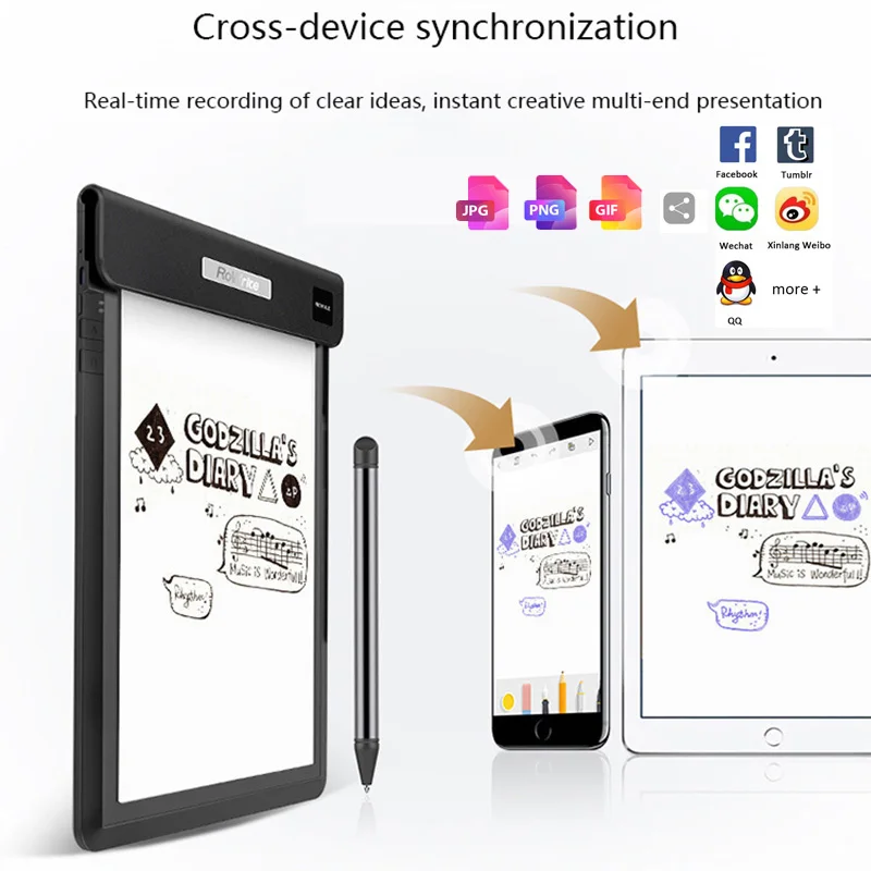ROYOLE بلوتوث لوحة الكتابة الرقمية A5 حجم الذكية دفتر الرسومات اللوحة اللوحي المفكرة مجلس سحابة التخزين ل ios/أندرويد