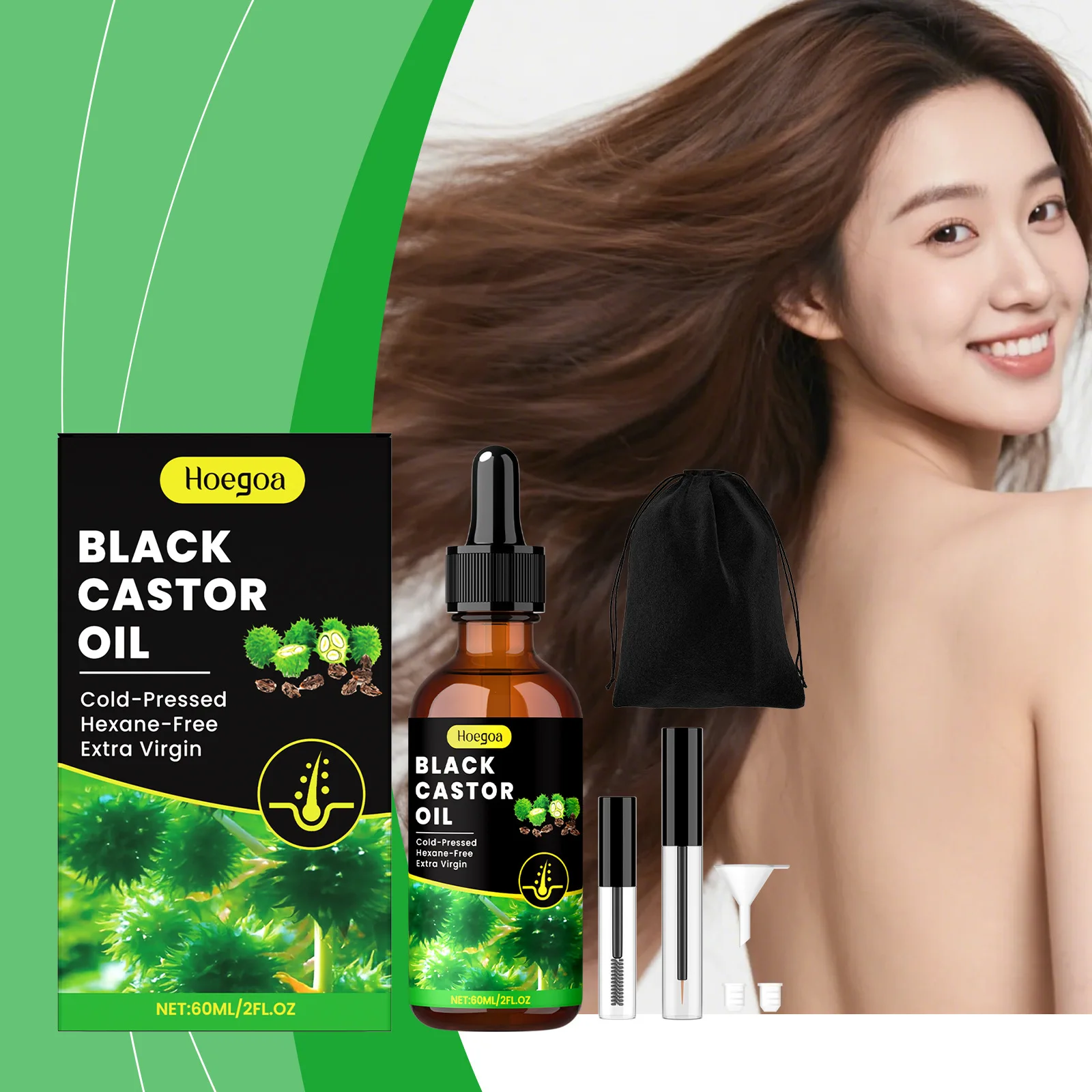

1/2/3PCS HOEGOA castor oil hair care essential oil hair nourishing hair root perm hair care hair essence oil