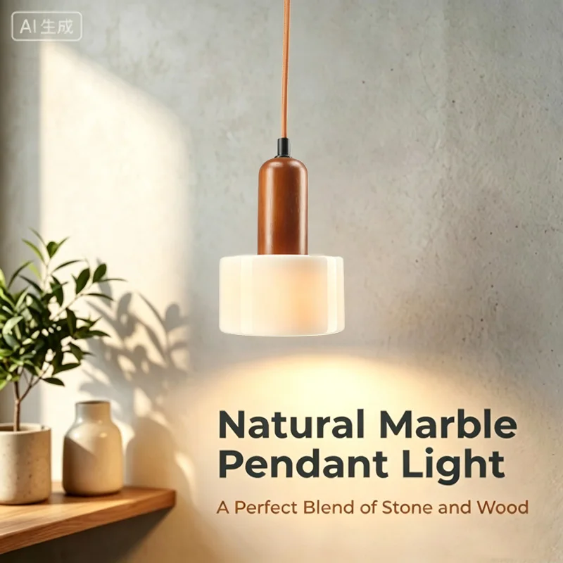 New Marble Master Bedroom Headboard Chandelier New Chinese Retro Wabi-Sabi Advanced Sense Light Luxury Cable Light