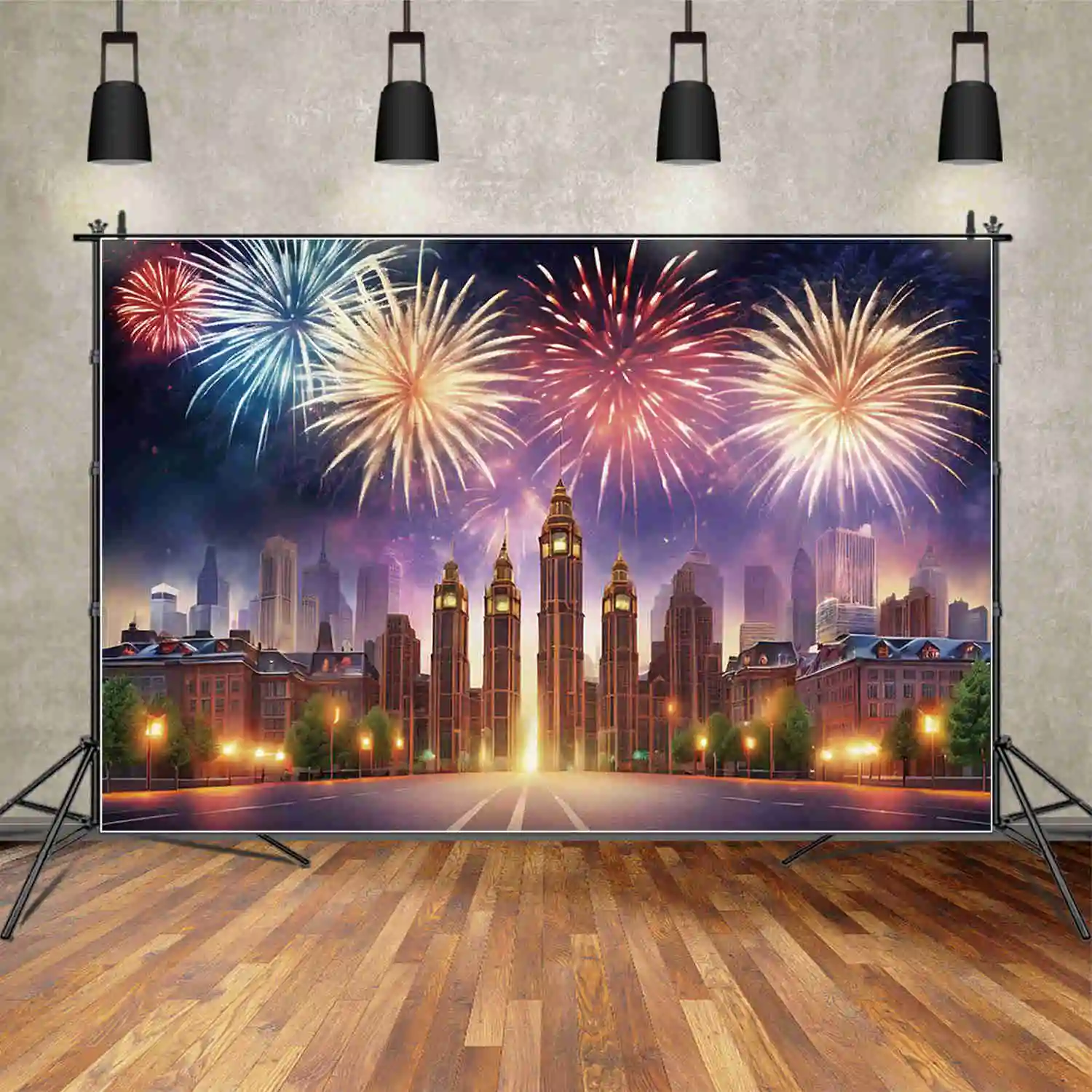 MOON.QG 2025 New Year Background Photography Decoration Party Banner Fireworks Photocall Backdrop Child Studio Photozone Props