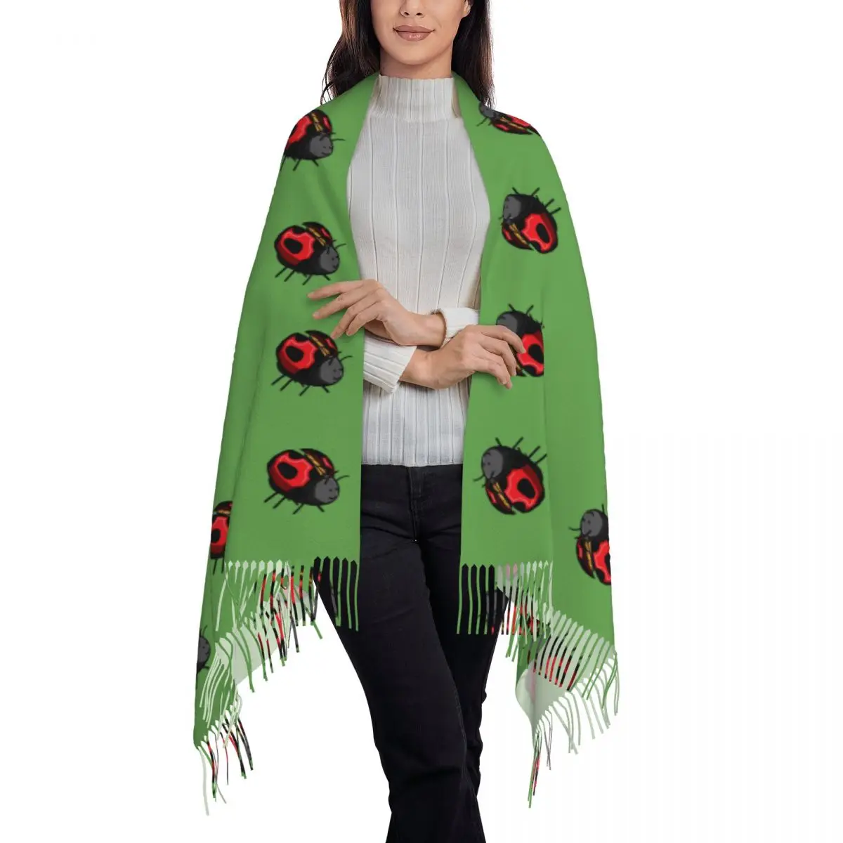 Lily Ladybug Scarf Tassel Scarves Women Soft Warm Shawls and Wraps Long Fall Winter Shawl Wrap