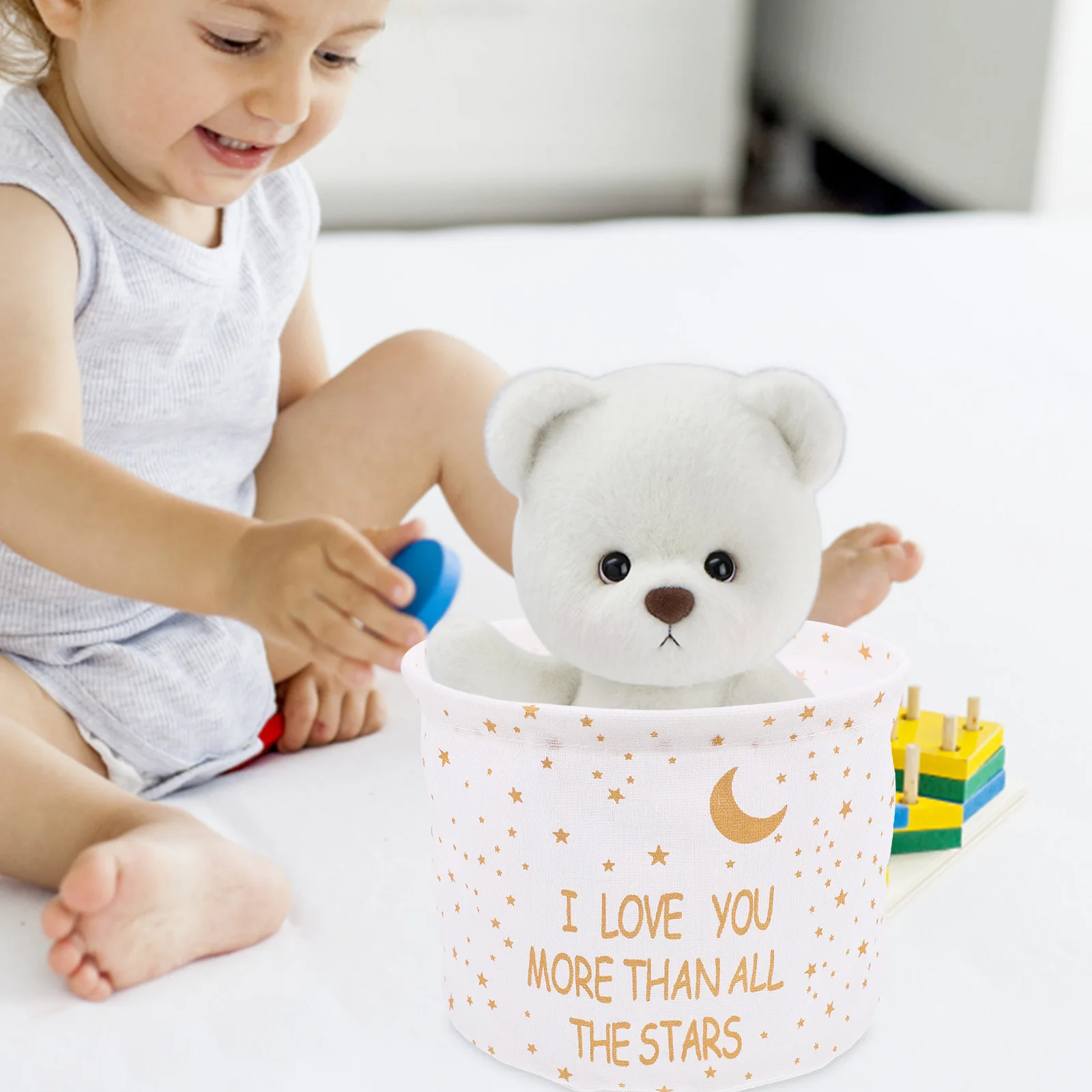 

Waterproof Folding Storage Baskets Cotton Linen PE Coating Desktop Basket Office Stationery Container Multi-Function Cloth