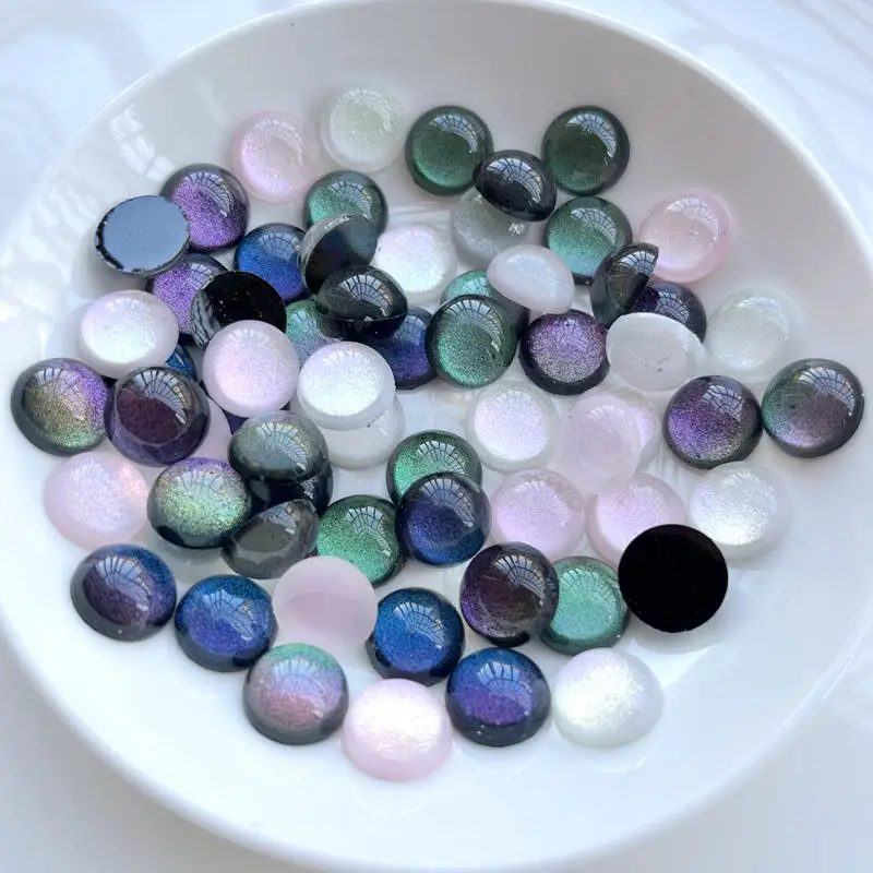 40pcs 12mm New Glitter Filled Resin Round Sequins Flatback starry sky Crystal stones Cabochon DIY wedding decoration rhinestone