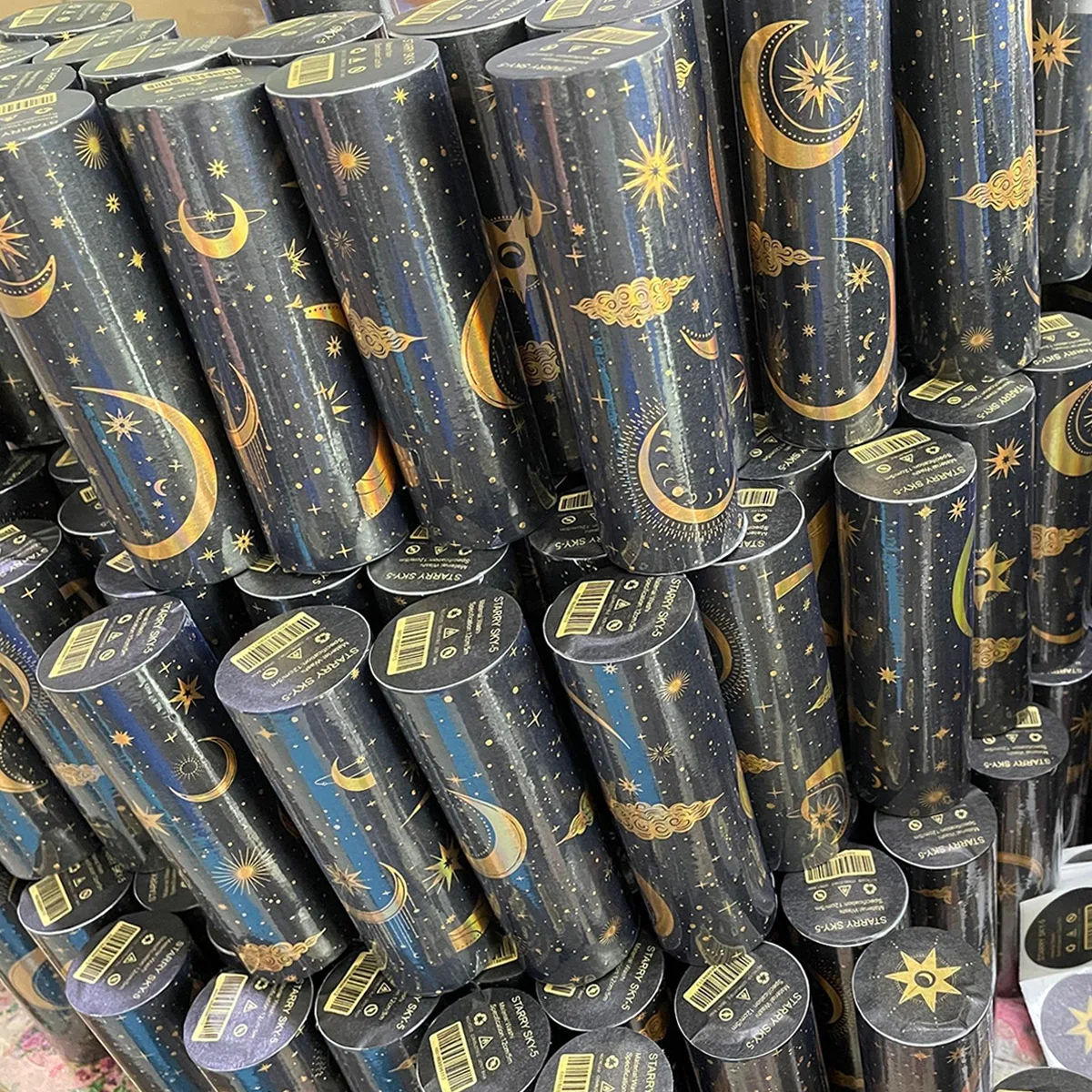 

Голографическая клейкая лента Zodiac Girl с золотой фольгой, эффект звездного неба, для дневников, декоративная лента для скрапбукинга, фоновая наклейка для обоев с разделительной бумагой