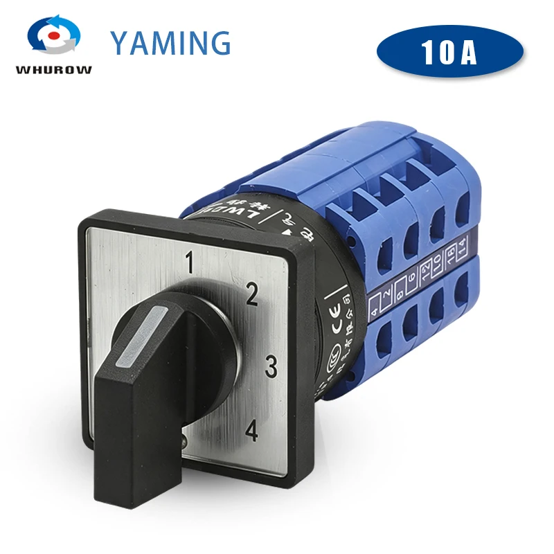 LW26-10/4 Rotary Cam Switch 4 Sections 1-4 Positions Universal Changeover Selector 10A Multi-channel Power Control
