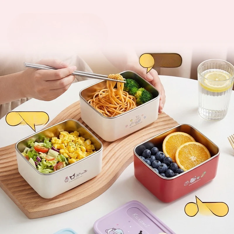Japanese Sanrio Hello Kitty Stainless Steel Lunch Box Microwave Safe Cartoon Bento Container Gift Kawaii New Hot for You - view 2