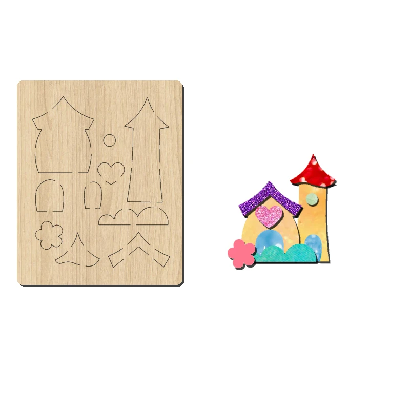 YM26  Wooden Cutting Die For Small Cartoon House, Applicable To Most Machines