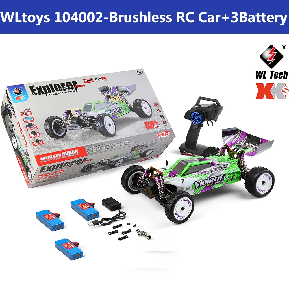 値下げ WLTOYS 104002フルセット WLtoys 104002 Rc Car Competition Brushless 60KM/H 1/10 2.4GHz 4WD