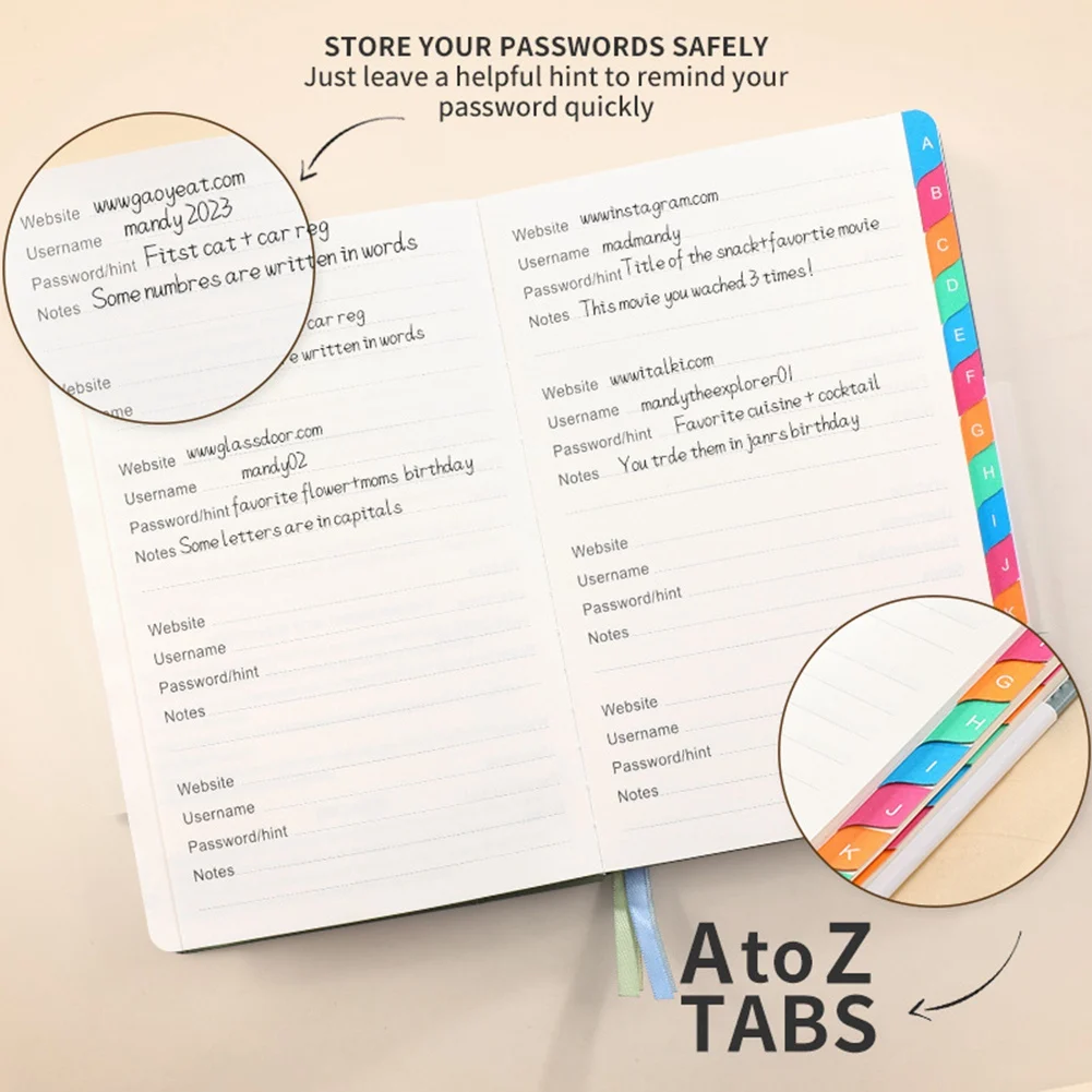 Password Keeper Book with Alphabetical Tabs for Seniors, Password Notebook for Internet Website Address Log in Detail,D