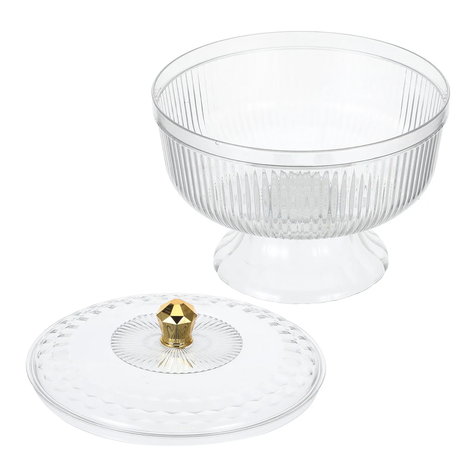 Clear Tall Pedestal Fruit Bowl with Lid Decorative Fruit Stand for Kitchen Counter Snack Display Dust Insect Protection