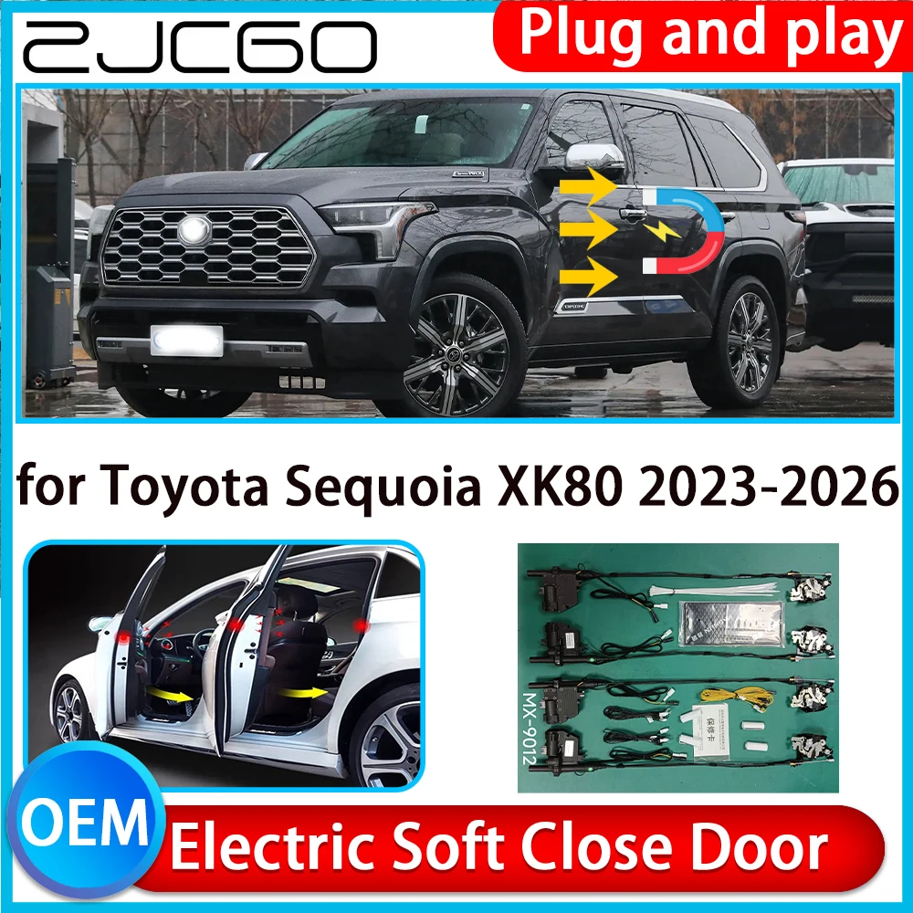 

ZJCGO for Toyota Sequoia XK80 2023-2026 Auto Pull Car Soft Close Kit Door Power Latch Electric Door Catch Soft Closing Assist
