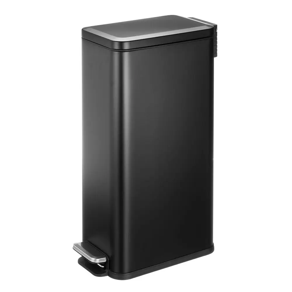 

Узкое металлическое мусорное ведро Slim Metal Rec7.9 Gallon с педалью, легко закрывающейся крышкой и съемным контейнером для мусора.