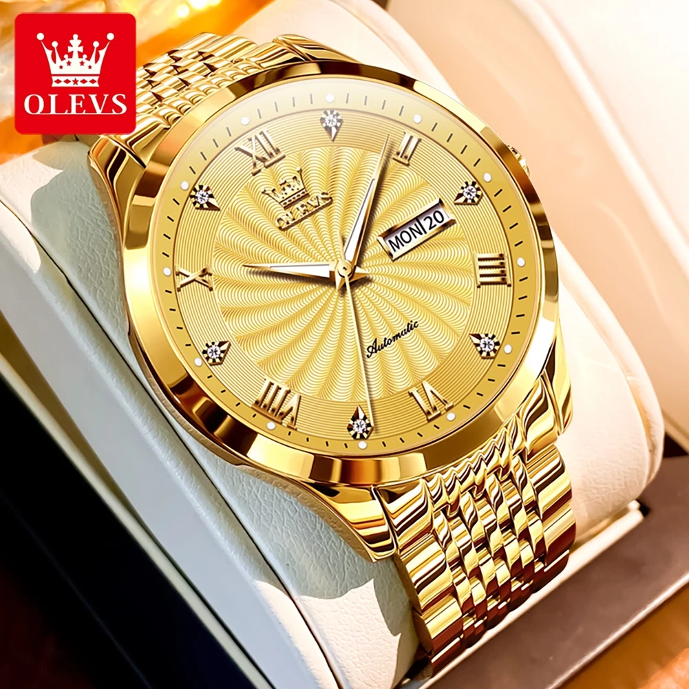 

OLEVS High Quality Watch for Men Automatic Movement Top Brand Luxury Wristwatch Stainless Steel Waterproof Business Men‘s Watch