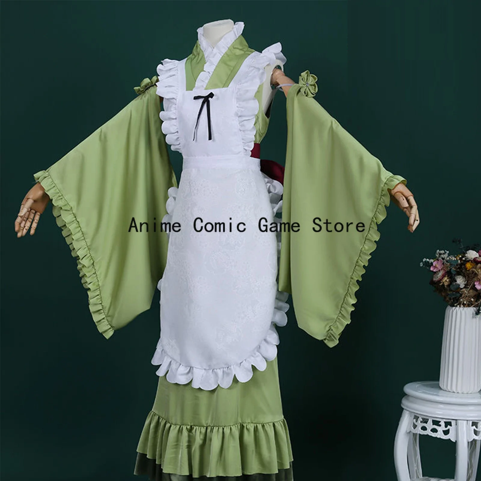 In Stock Miku Matcha Cosplay Anime Miku Green Kimono Dress Halloween Party Outfits for Women