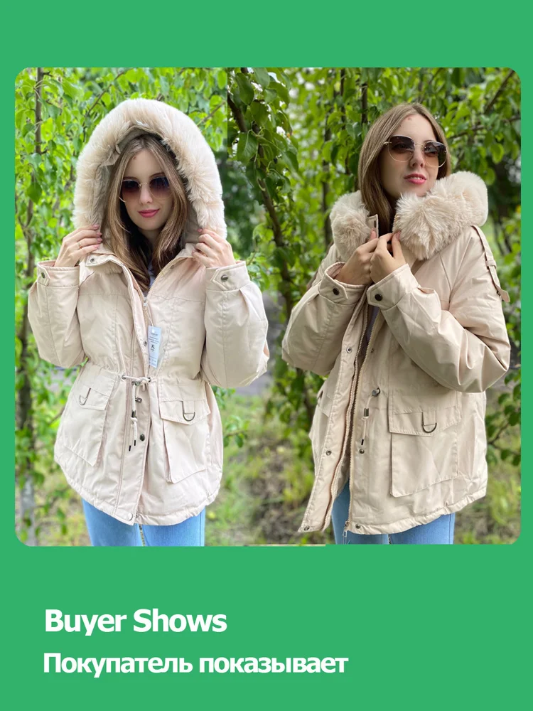 Vielleicht 2023 New Thicken Cotton Warm Winter Jacket Coat Women Casual Parkas Winter Clothes Fur Lining Short Hooded Outwear