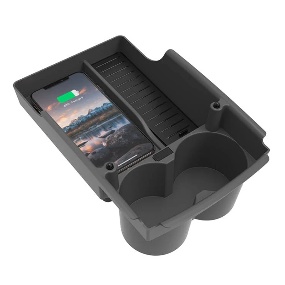 Mobile Phone Wireless Charger Anti-Slip Center Console Storage Box 10W Car Wireless Charger for Tesla Model S Model X