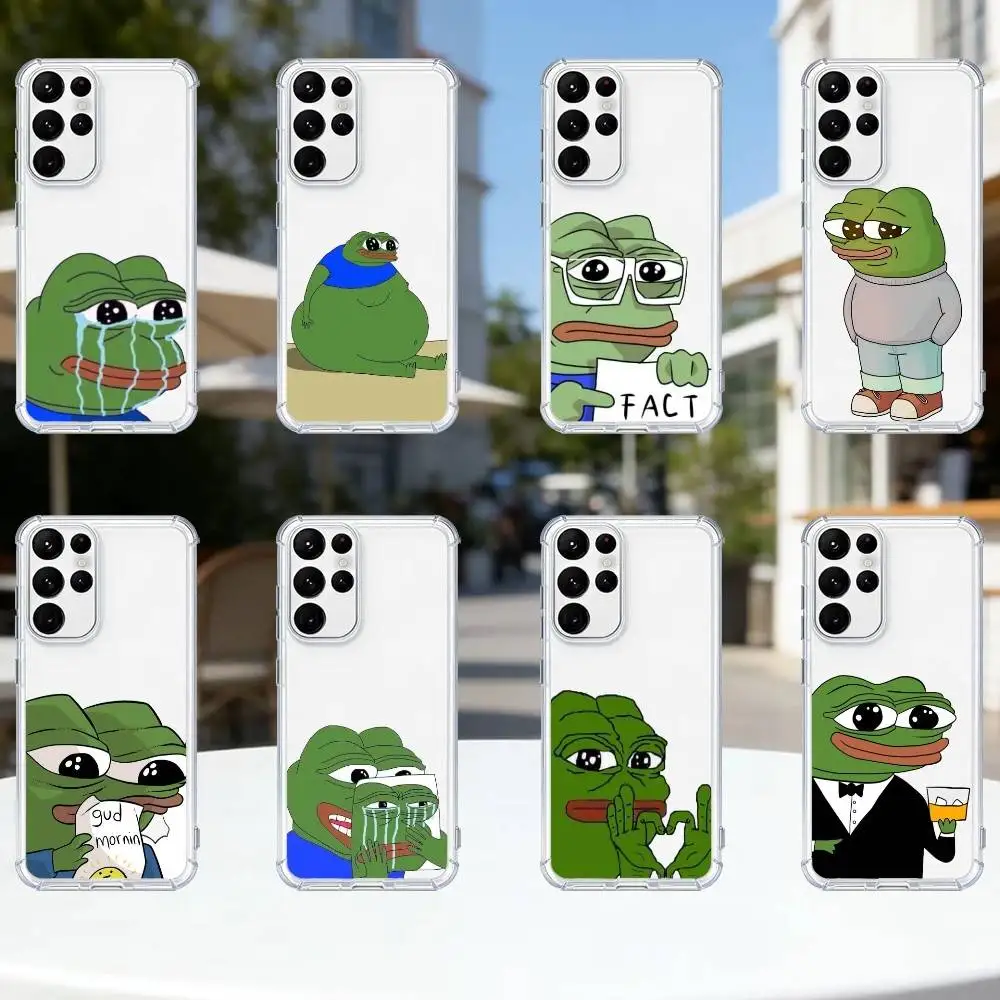 

Funny P-Pepe The Frog phone Case For Samsung S25,24,21,22,23,30,Ultra,20,Plus,Fe,Lite,Note Transparent Cover