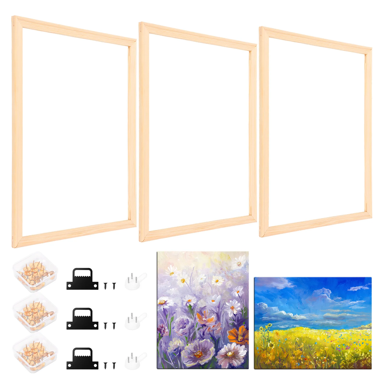 Multi-size  Canvas Frame Wooden Frames Natural Wood Frame DIY Stretcher Bars for Diamond Oil Painting Customized Wall Home Decor