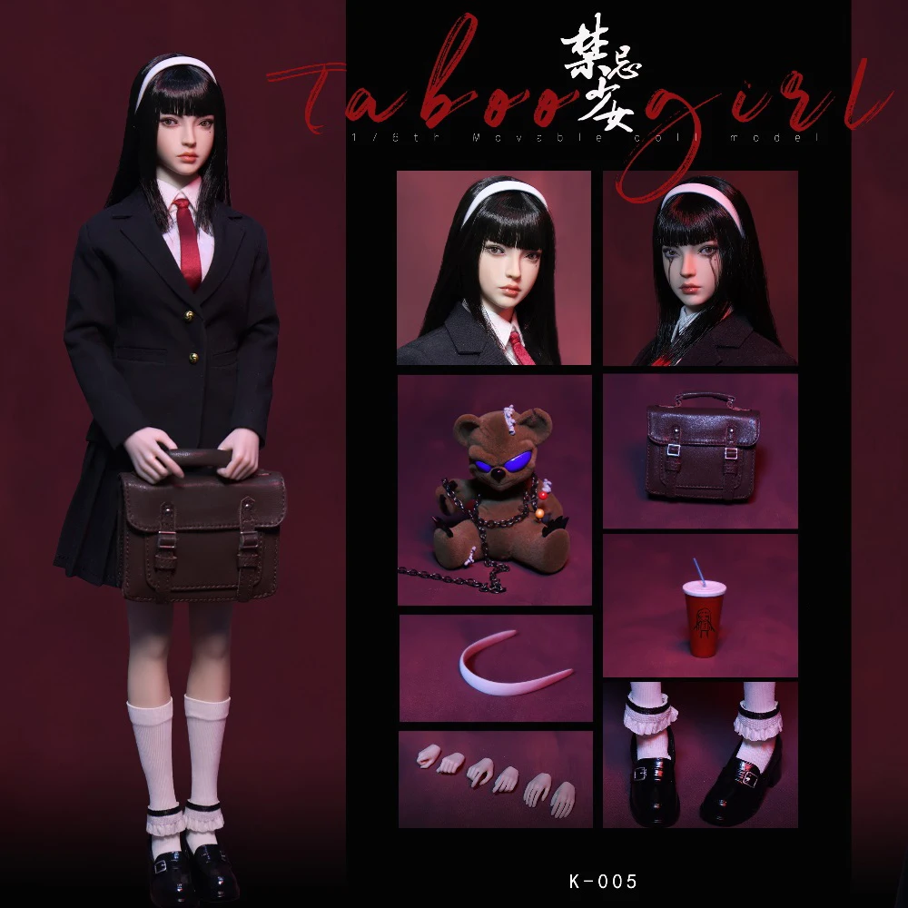 

JKTOYS K-005 1/6 Scale Taboo Girl Tomie Movable Eye Double Head Action Figure 12'' Female Soldier Full Set Collectible Toy