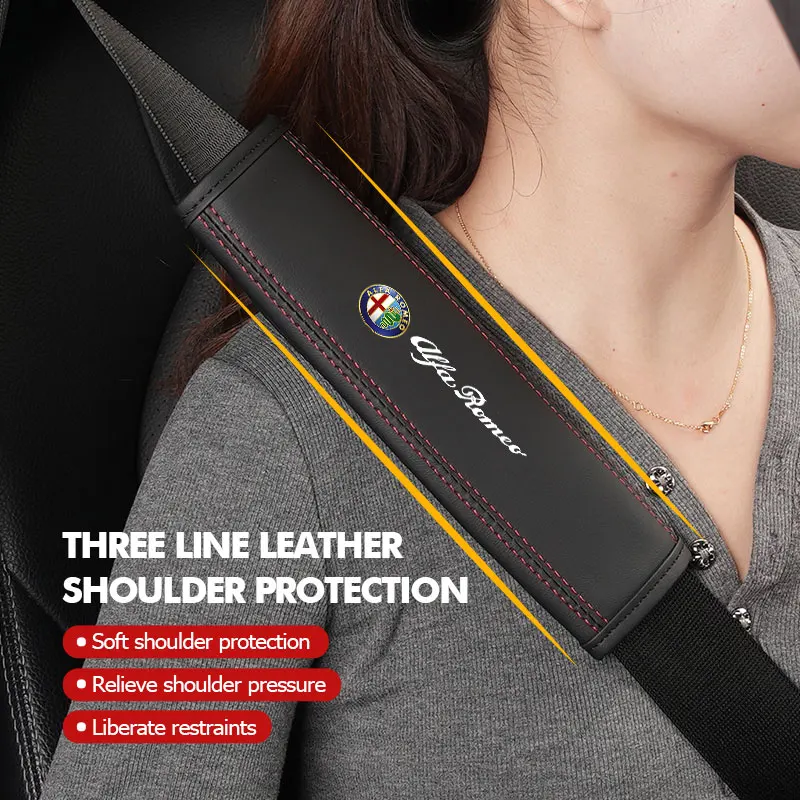 Accesorios para el Coche Alfa Romeo, Emblema de Estilo, Funda de Cuero para Cinturón de Seguridad, GT Stelvio F1 Brera Volante Tonale Gloria Disco