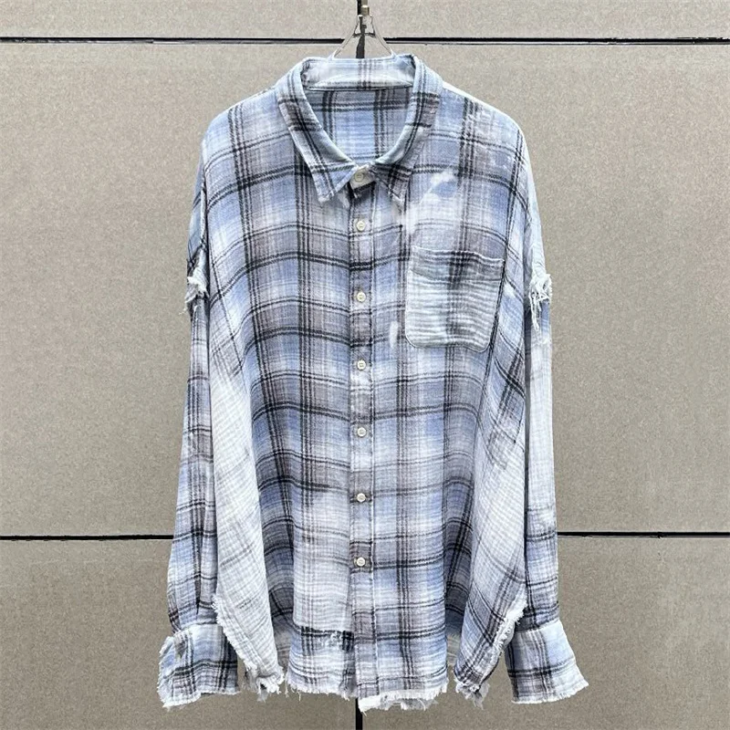 Women's shirt 2026 Autumn New Single breasted Loose Women's Long sleeved Top High quality pure cotton women's blouse plaid shirt