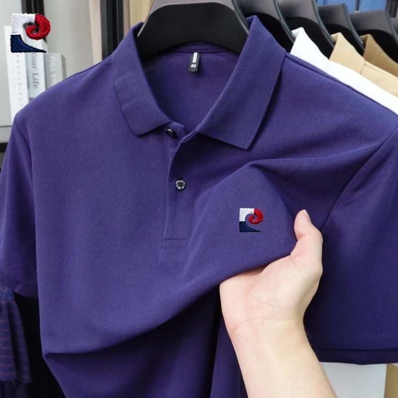 

New men's high-quality short sleeved polo shirt, summer fashion, casual, comfortable, breathable T-shirt top