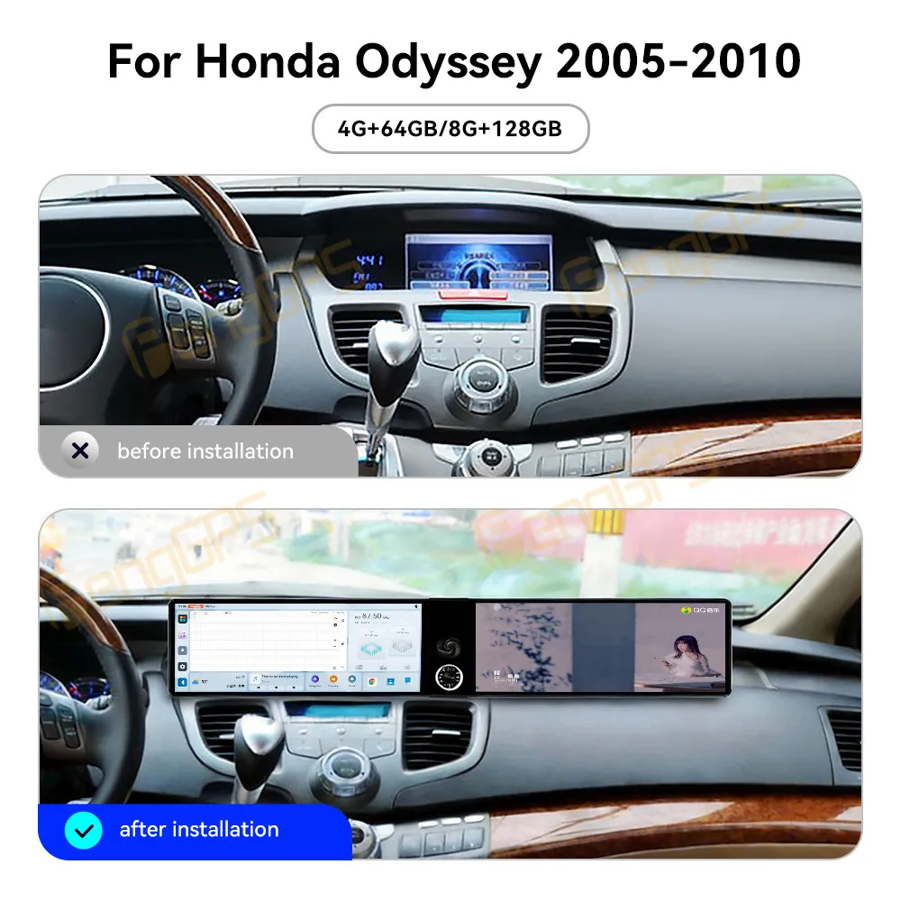 

Двухэкранный автомобильный радиоприемник 12.3 дюйма с Android 13 и CarPlay для Honda Odyssey 2005-2010, сенсорный мультимедийный проигрыватель, навигационная головная система