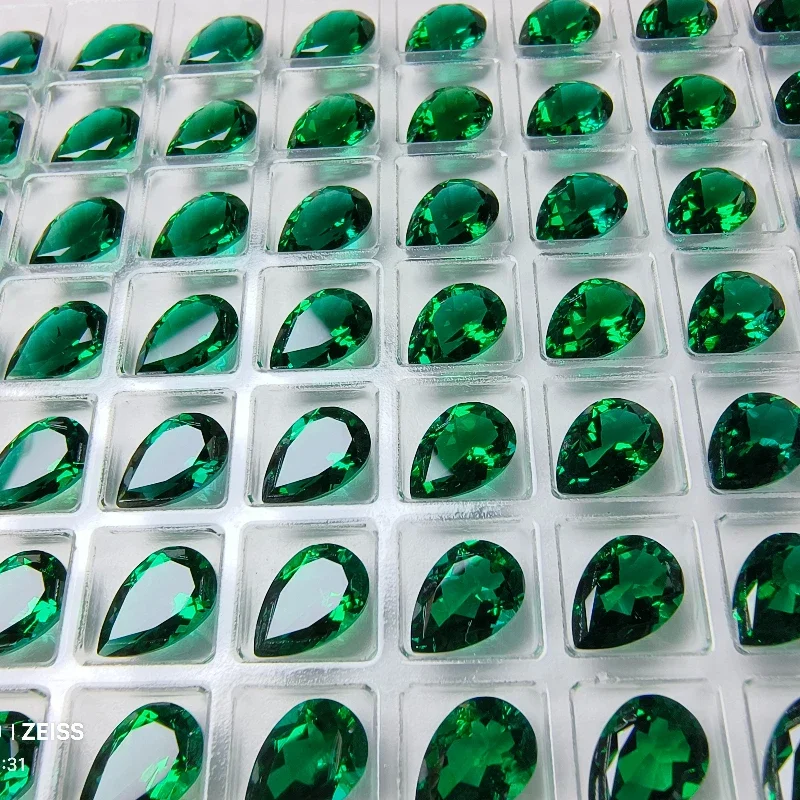 زمرد زامبيا المزروع في المختبر - حرارة مائية، قطع يدوي على شكل كمثرى، شهادة قابلة للاختيار لصنع المجوهرات #6