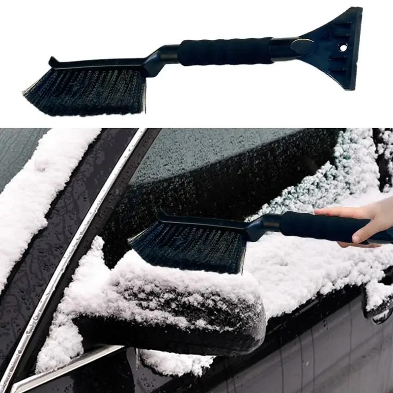 Ice Scrapers For Car Windshield 2 In 1 Ice Scraper And Brush For Car Ergonomic Foam Grip Window Ice Scraper Snow Cleaner For Car