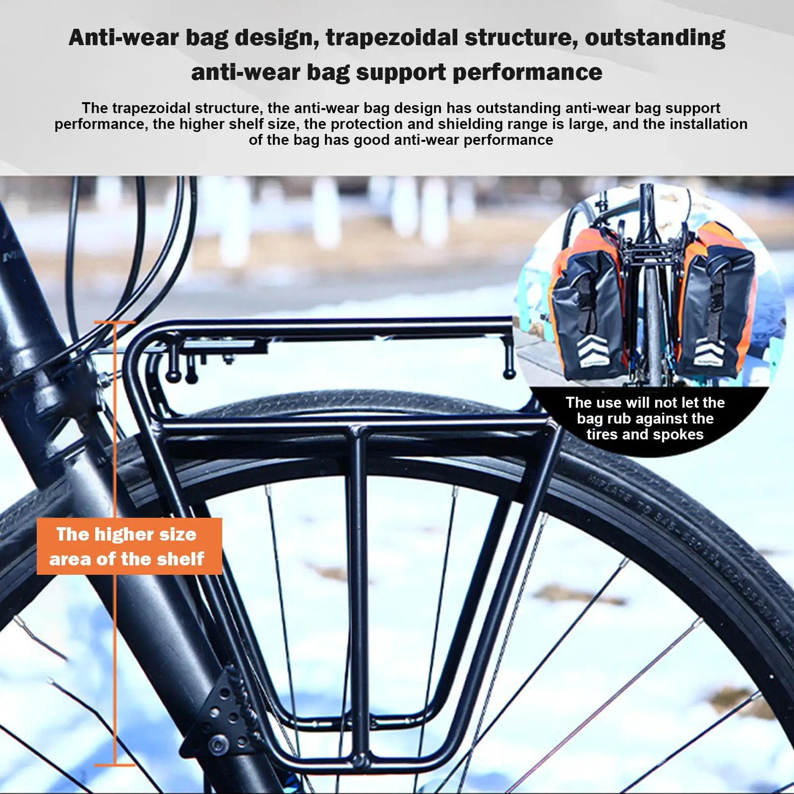 

Front Cycling Rack For Cycling Touring Carrier Racks for Cycling Equipment Stand Footstock for Enhanced Stability