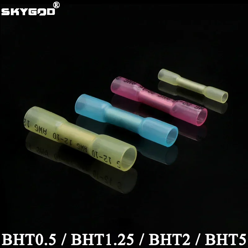 Heat Shrinkable Cable Terminal Tube BHT0.5 BHT1.25 BHT2 BHT5 AWG22-10 Waterproof Butt Crimp Copper Insulated Connector