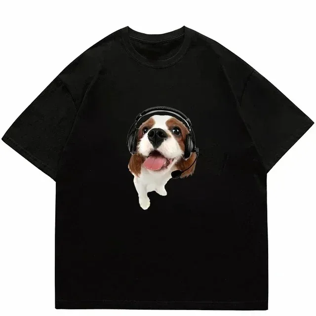 T-shirt Women's Fashion Summer Men's Women's Unisex Hip Hop Cute Cat Harajuku Y2K Printing Leisure Outdoor Fitness cotton