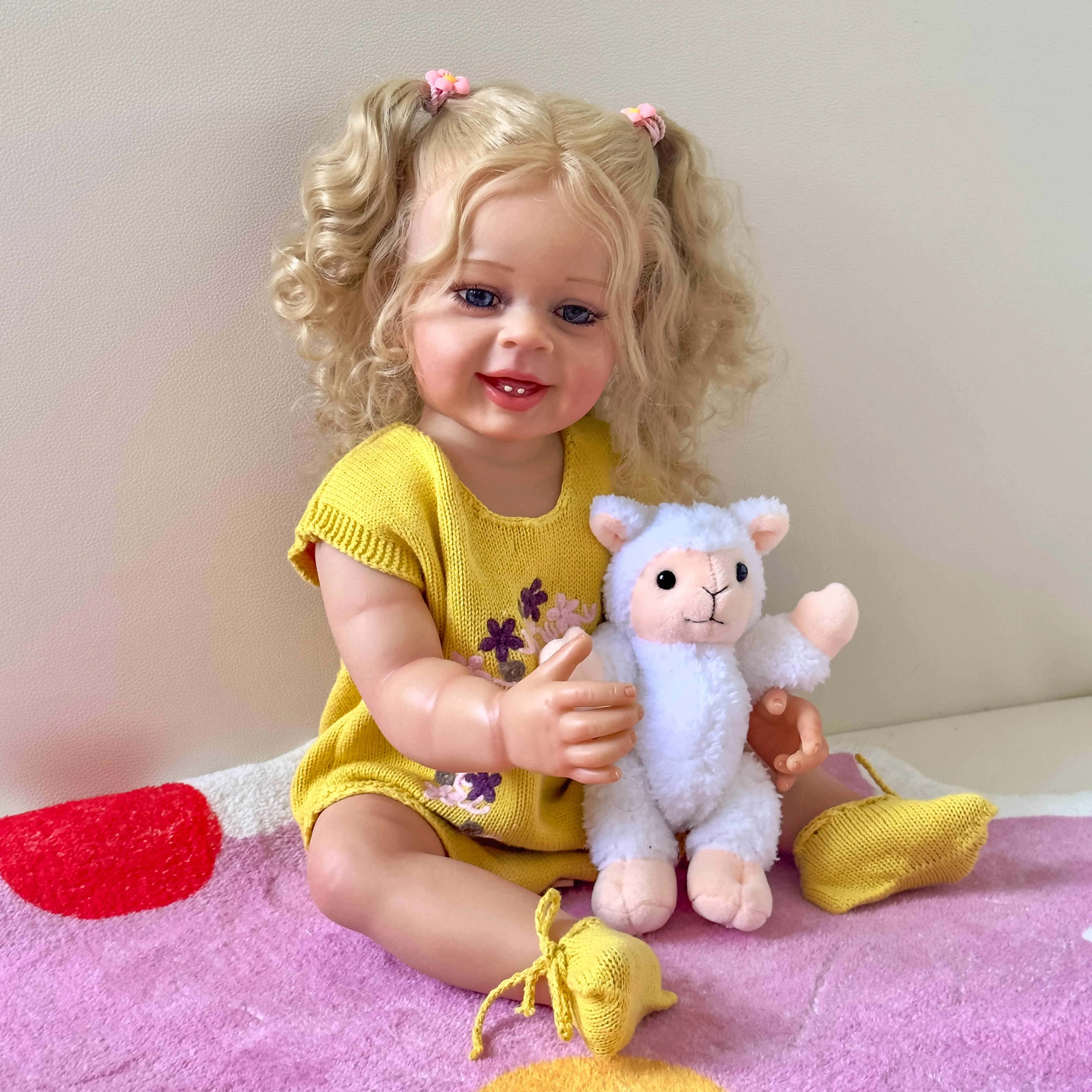22‘’ Yannik Full Vinyl Girl Body Lifelike Reborn Doll Multiple Layers Painting 3D Skin Visible Veins Hand Root Hair Collectible