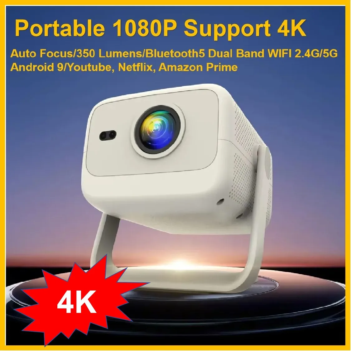 

XJ 4K Projectors Auto Focus Projector 4k Android Projection Device LED Projector 4K Home Cinema Mini Projector Home-appliance