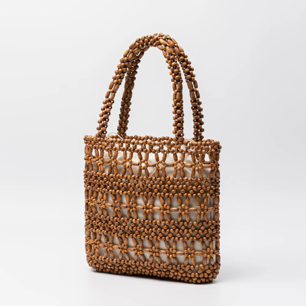 

Деревянные сумки из бисера в стиле бохо для женщин, новые летние тканые сумки ручной работы, нишевый дизайн, портативные сумки-тоут для отпуска, Bolsas Para Mujeres