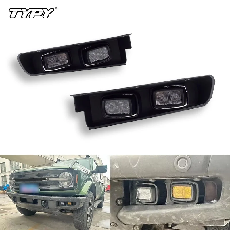 

TYPY Front Bumper Led Fog Light For Ford Bronco 2021 2022 2023 1 Pair Daytime Running Lights DRL with Dynamic Turn Signal Lights