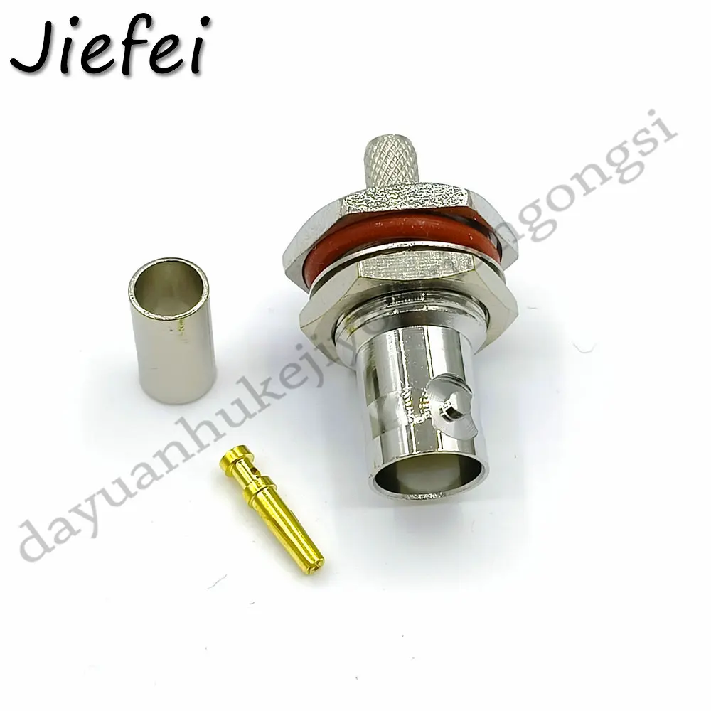 brass BNC Female Bulkhead Crimp Connector for RG58 LMR195 Cable New