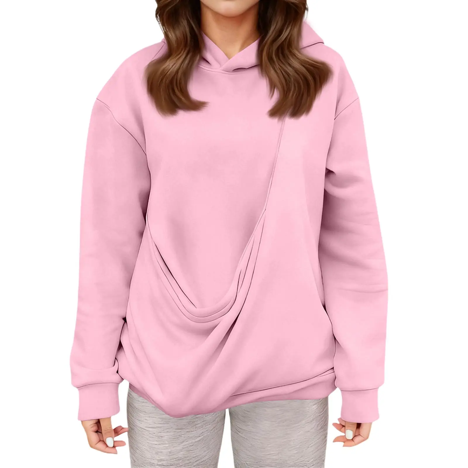 قمم للنساء أزياء نسائية يومية غير رسمية بقلنسوة وأكمام طويلة ملابس نسائية Ropa De Invierno Mujer