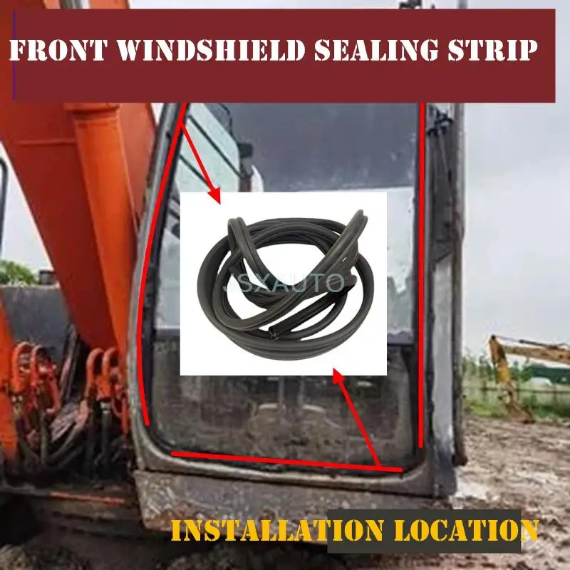 For Hitachi ZX ZAX 60 70 120 130 200 Excavator Front Windshield Sealing Rubber Sealing Soundproof Leather High Quality 1M