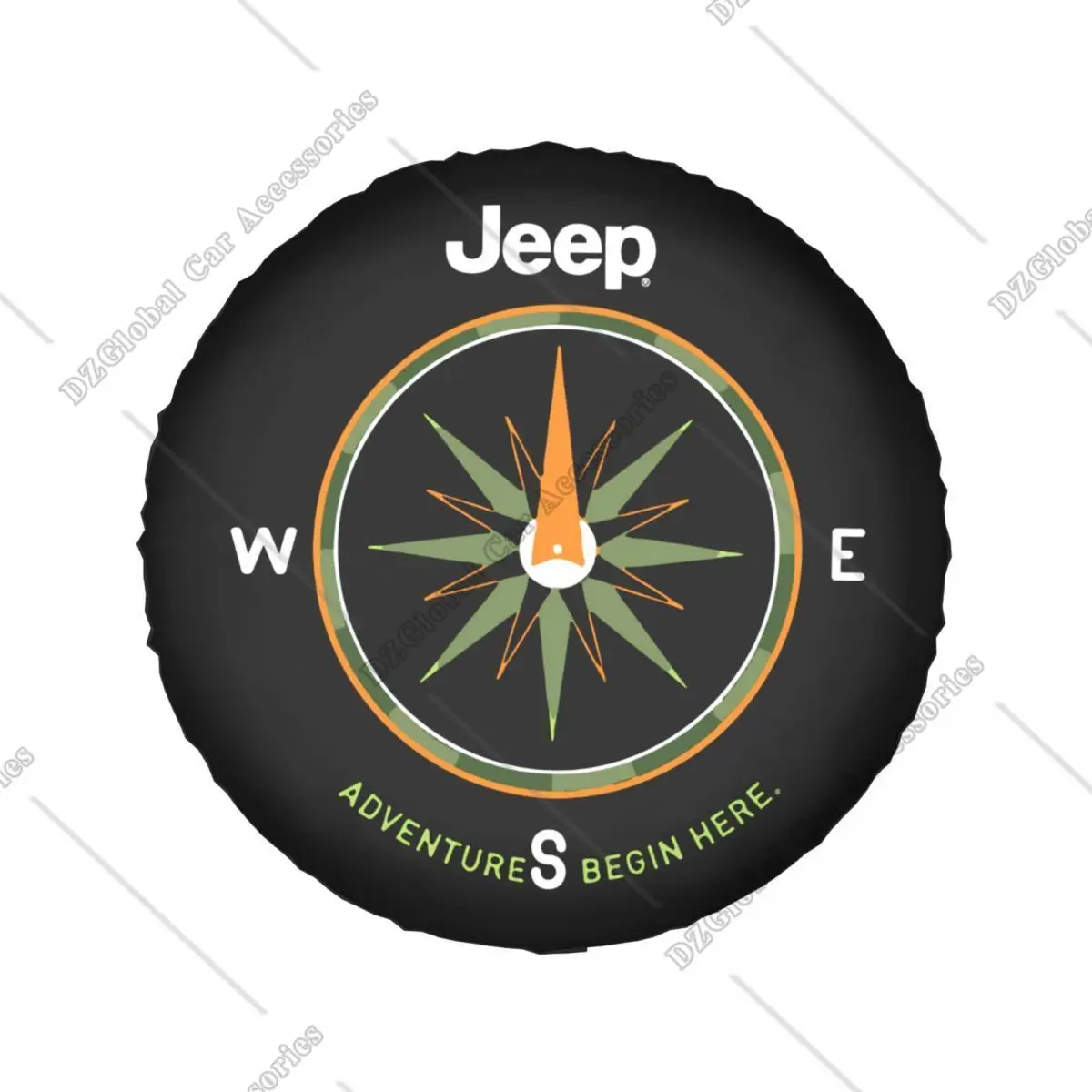 Compass Design Spare Wheel Cover Custom Adventure Begin Here Tire Protector Trailer Camper Travel Trailer Wheel Protectors