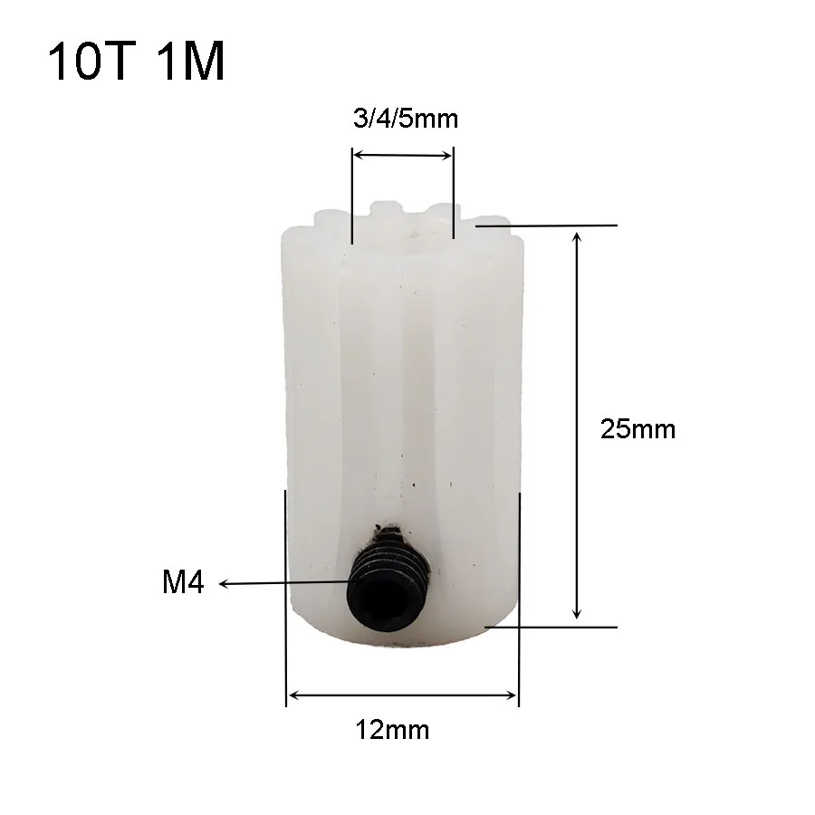 10T 1M C-type Plastic Gear OD12mm 10 Teeth Hole 3/4/5mm POM Pinion Parts